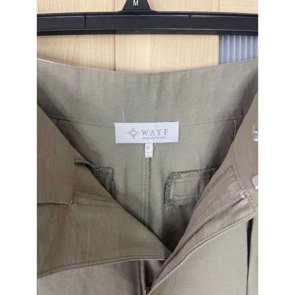 WAYF Women's High Waisted Green Wide Leg Pants Sz S 30” Casual Travel Streetwear - Picture 3 of 6